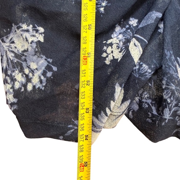 Abercrombie & Fitch Navy Blue Floral Ruched Mesh Maxi Dress Large Stretch NWT - Picture 9 of 10